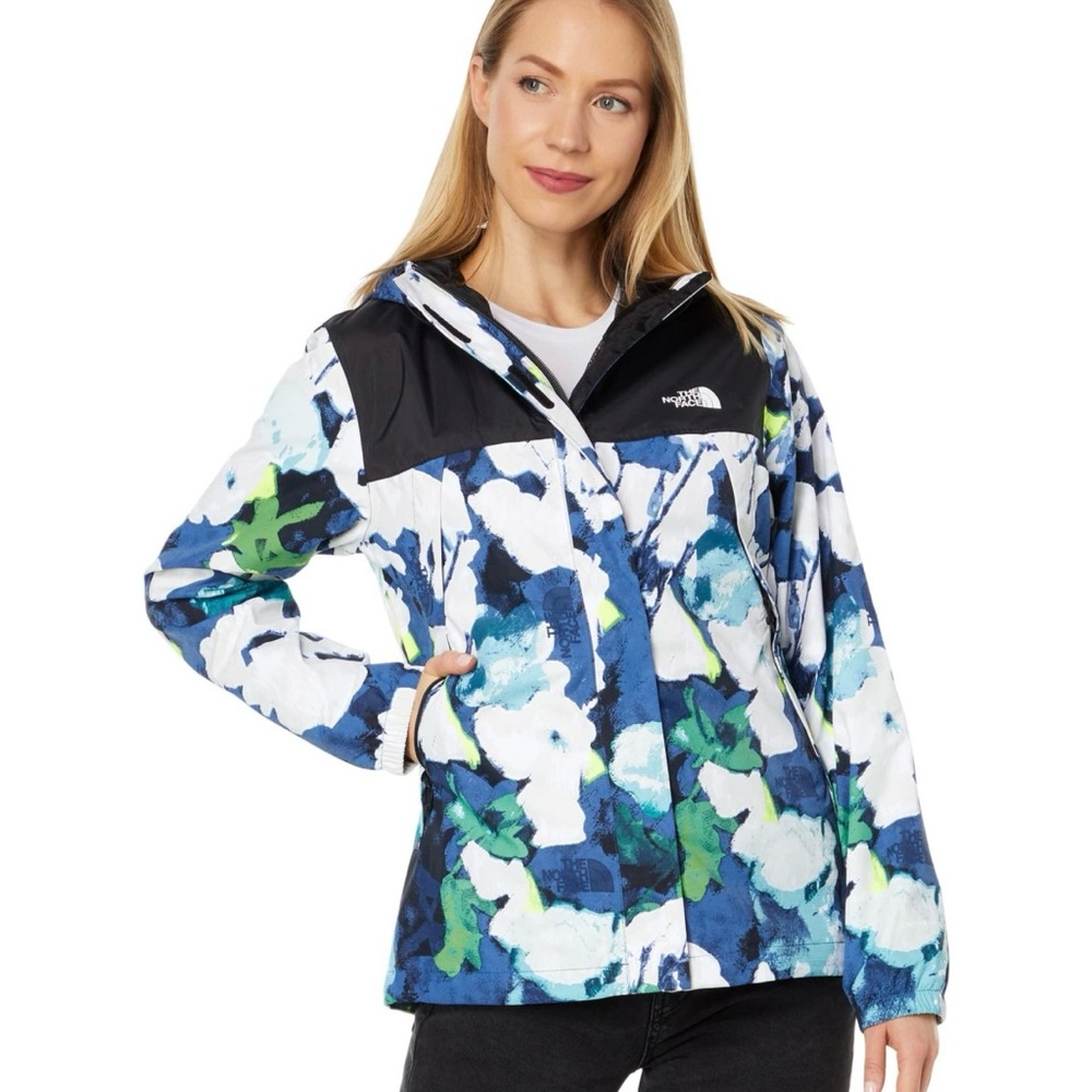 NWT North Face Antora navy floral waterproof jacket XS